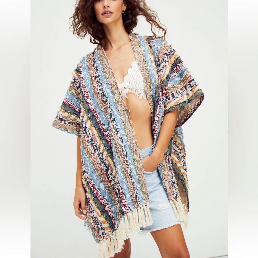 New Free People Now And Then Upcycled Patchwork Kimono